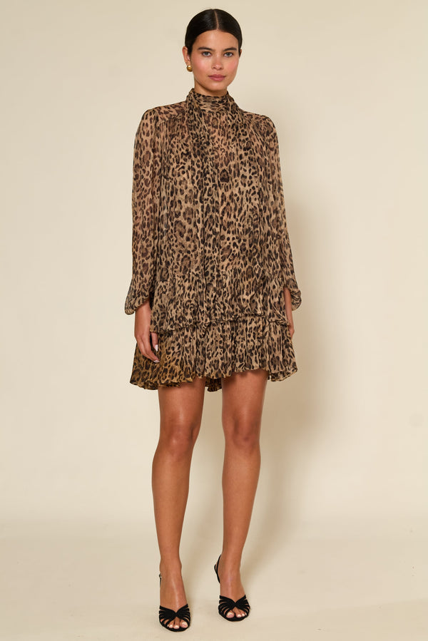 Anaya Mila Leopard Brown Dress