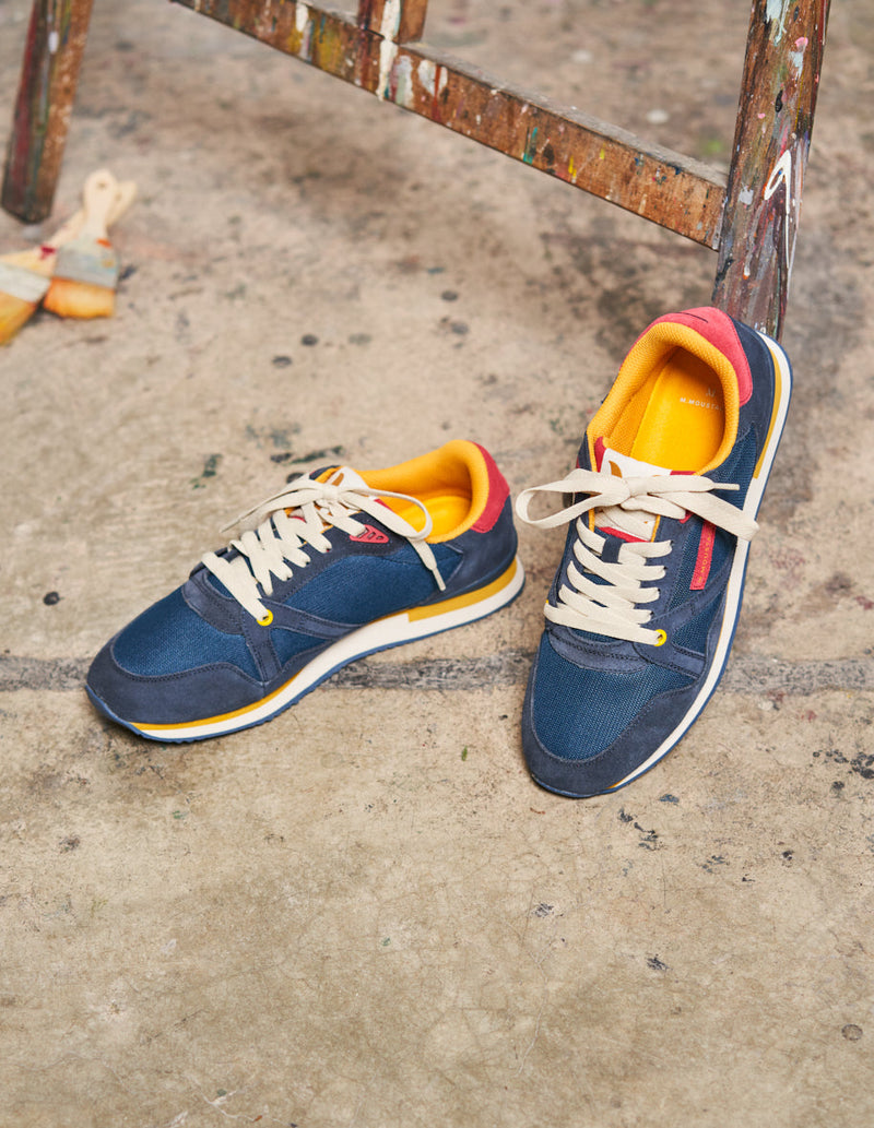 André Low Sneakers - Suede Navy Red Mustard