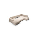 Canapé D'Angle Convertible 6 Places - Angle Droit - Nala - Tissu Beige