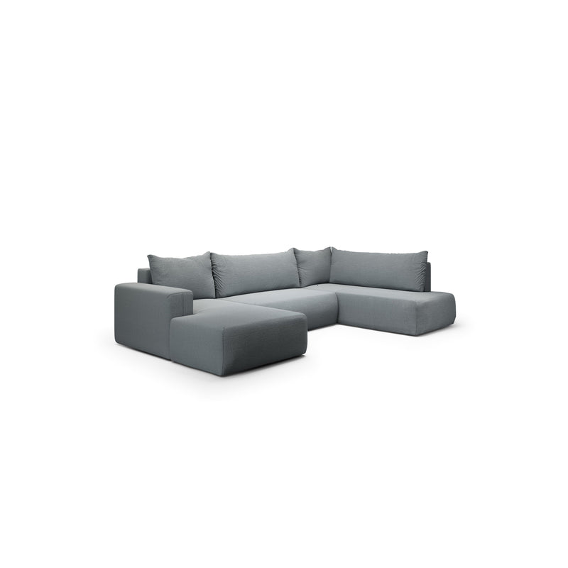 Canapé D'Angle Convertible 6 Places - Angle Gauche - Nala - Tissu Gris Clair