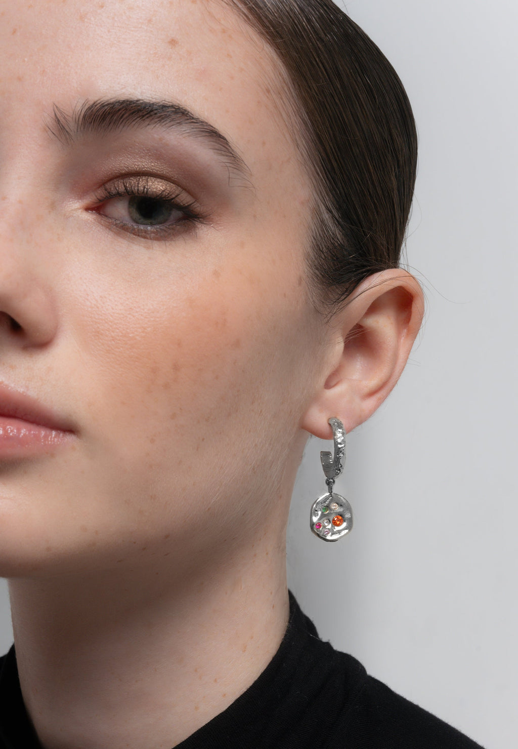 Sadie Coin Silver Hoop Earrings - Silver