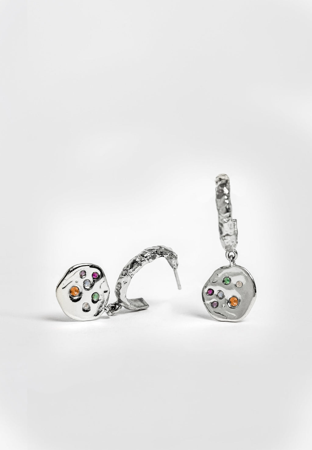 Sadie Coin Silver Hoop Earrings - Silver