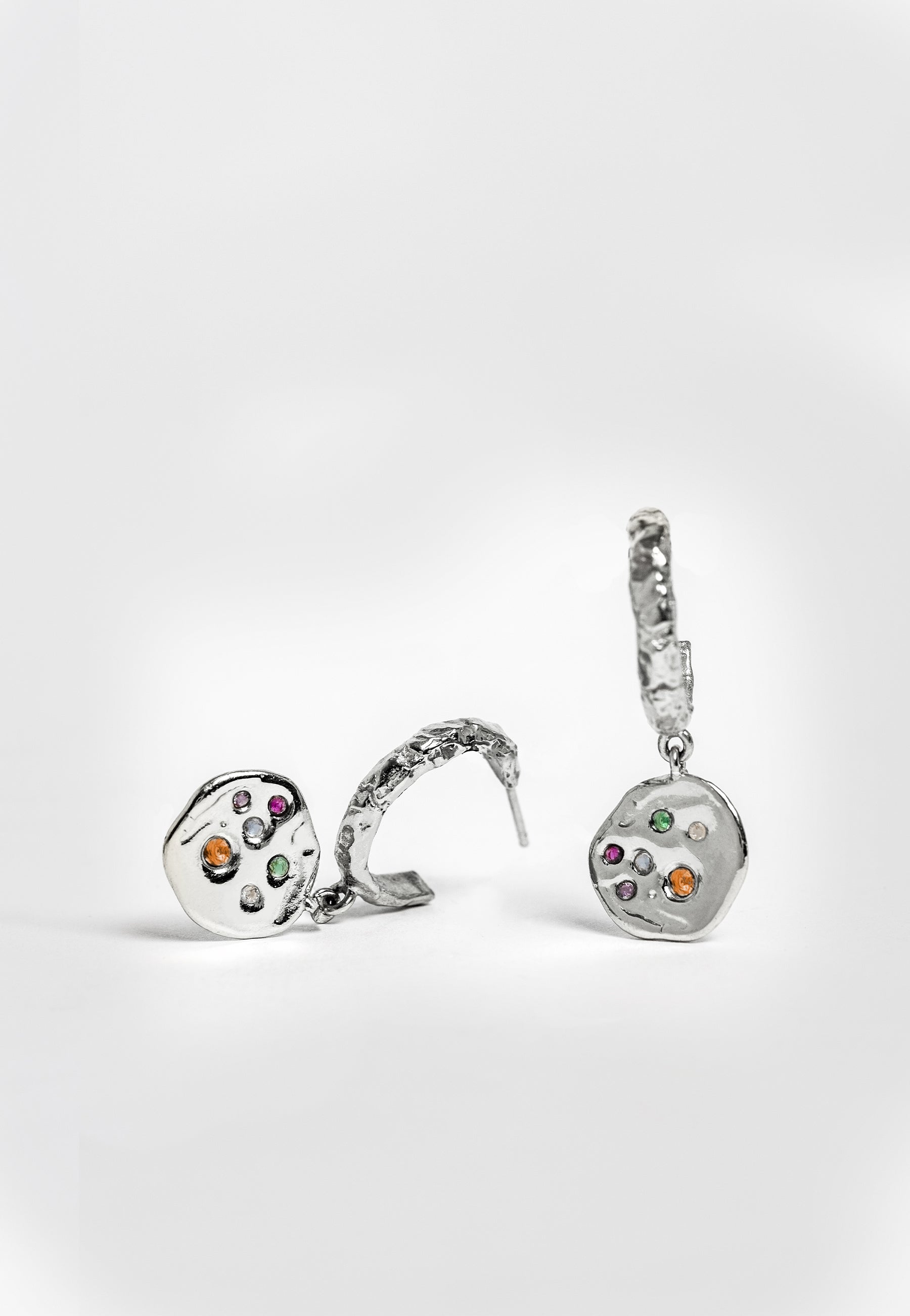 Sadie Coin Silver Hoop Earrings - Silver