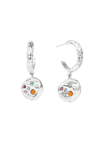 Sadie Coin Silver Hoop Earrings - Silver