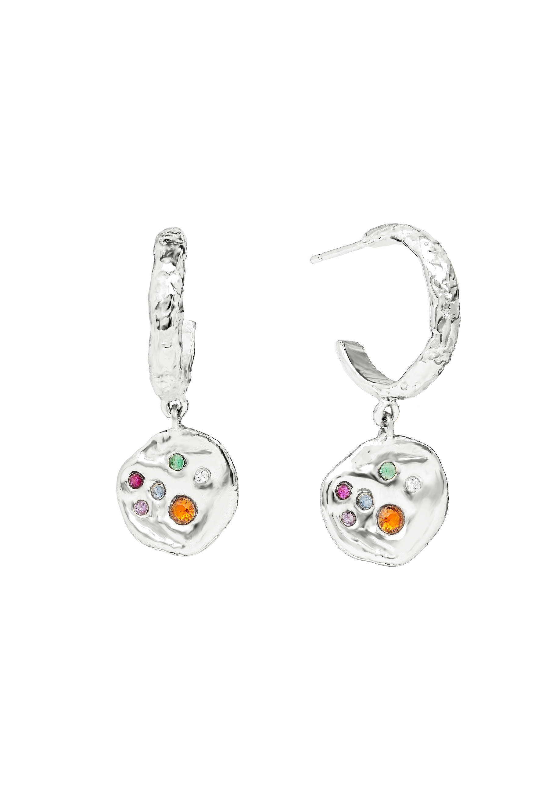Sadie Coin Silver Hoop Earrings - Silver