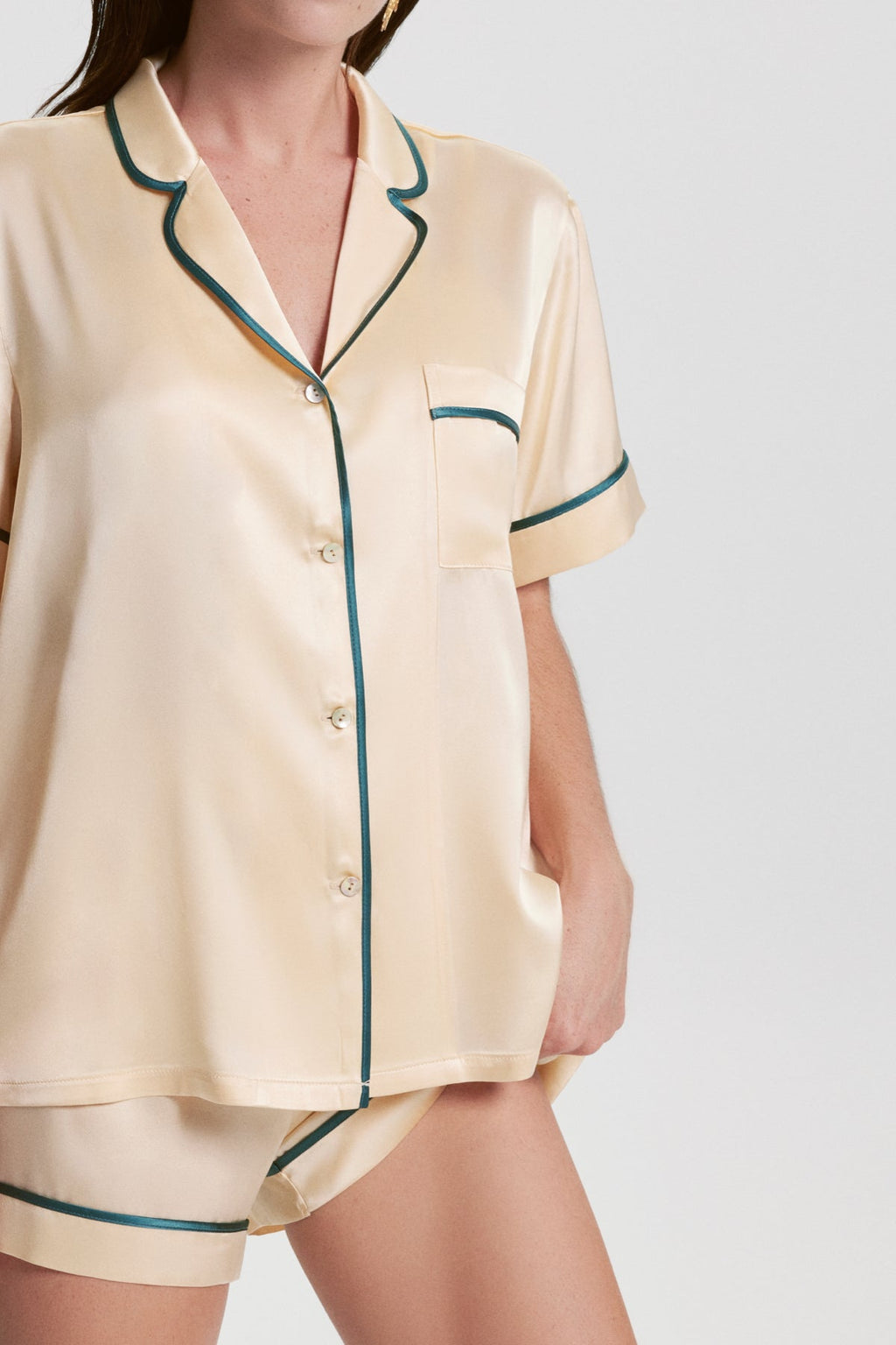 Short Silk Pyjama Set - Vanilla