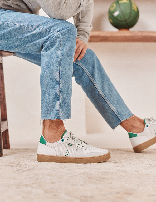 Arthur Low Sneakers - Suede and Mesh Blanc Green