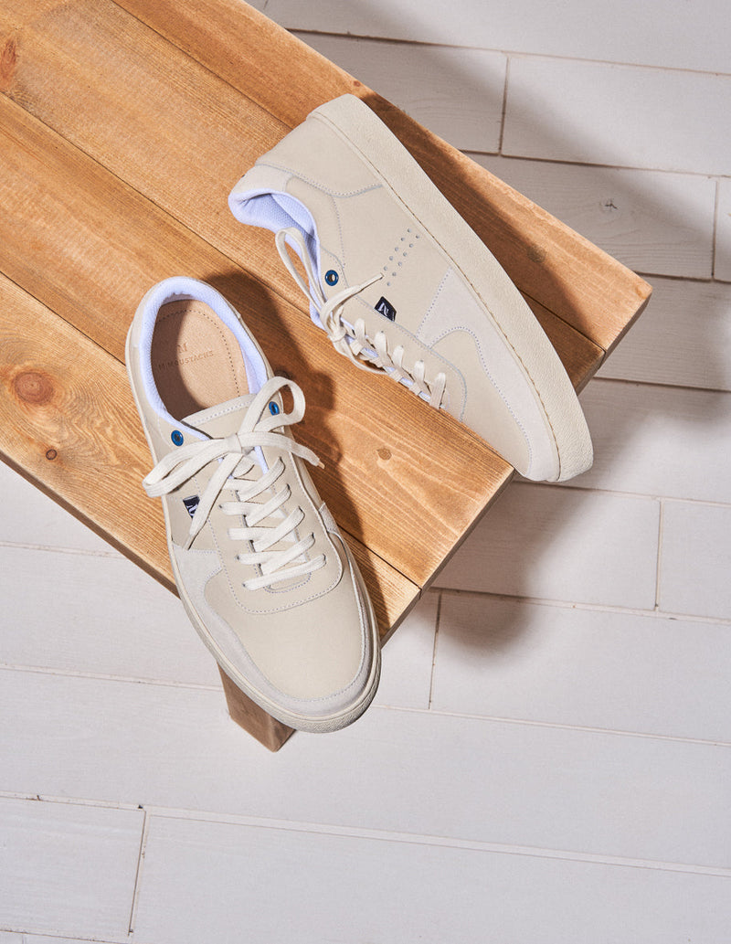 Arthur Low Sneakers - Ecru Leather and Suede