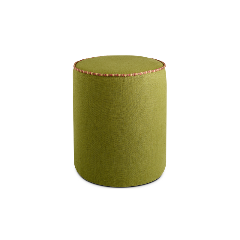 Star Seat Stool - Avocado Linen - Notting Hill Piping