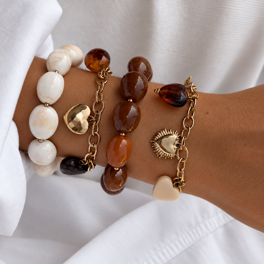 Bracelet Sara - Doré / Marron