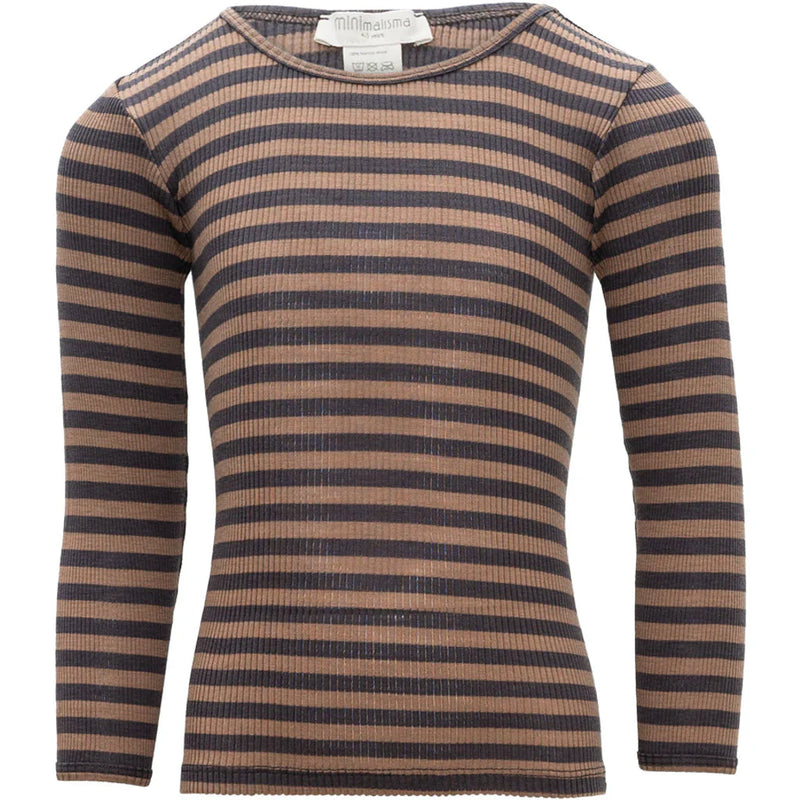 Minimalisma - Camiseta Atlantic Merino Wool Almost Black-Nut Stripes