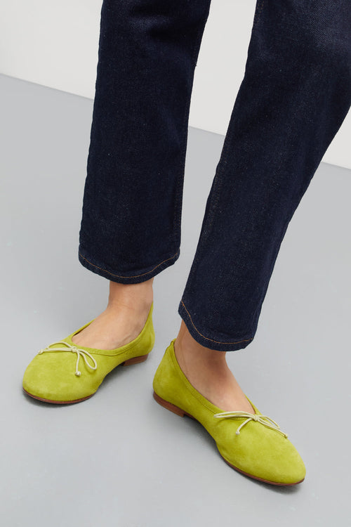 Ballerines Ava - Daim Vert Citron