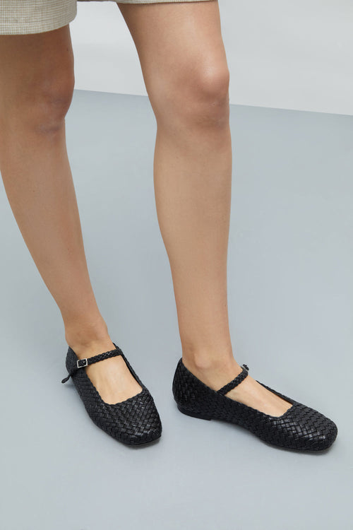 Escarpins Mary Janes Julieta - Cuir Tressé Noir