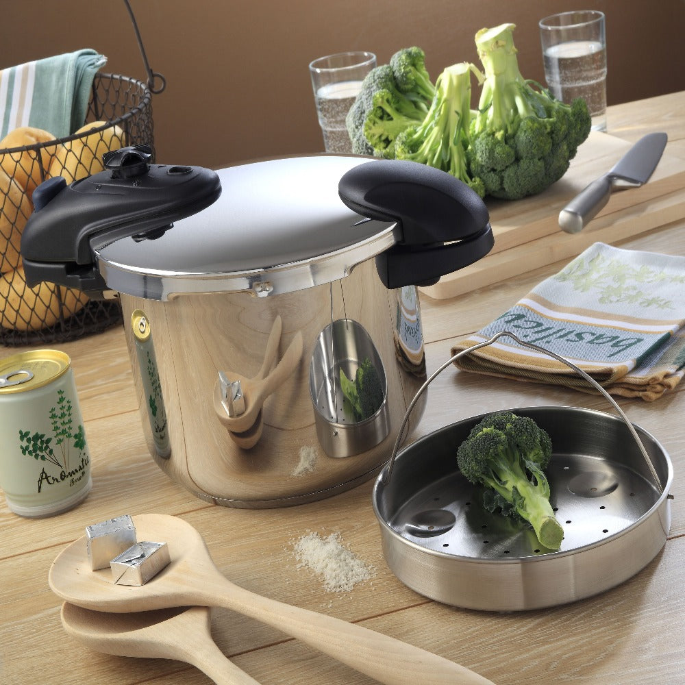 Autocuiseur à baïonnette Ø24cm 8L ILLICO en acier Inox avec panier cuisson