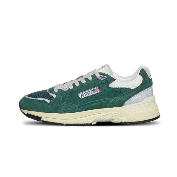 Hyperway Low para hombre de ante y malla verde malaquita y plateado