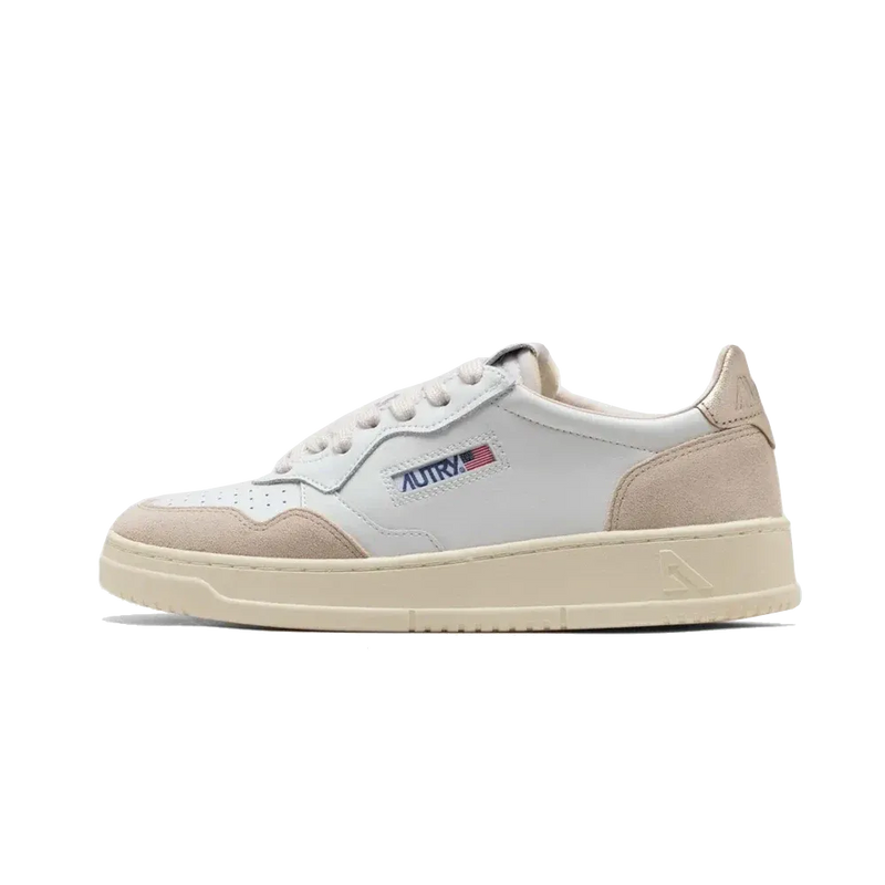 Sneakers Medalist Piel Ante Bajas Blanco Beige - Blanco / Beige