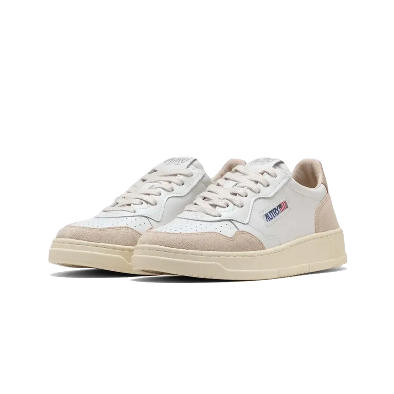 Sneakers Medalist Piel Ante Bajas Blanco Beige - Blanco / Beige