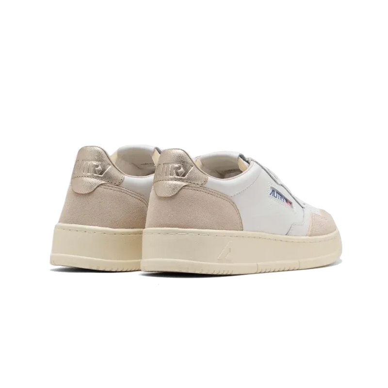 Sneakers Medalist Piel Ante Bajas Blanco Beige - Blanco / Beige