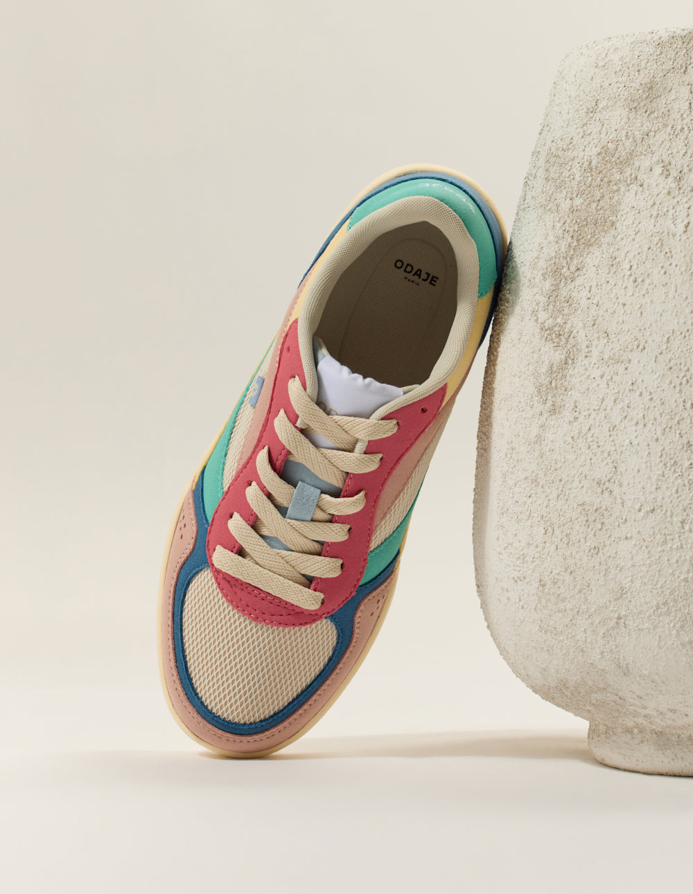Baskets Basses Axelle - Rose Clair Bleu Beige - Femme