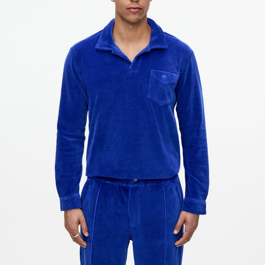 Camisa de manga larga de terciopelo Azur - Azul