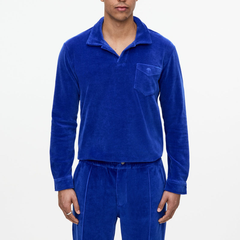 Azur Velor Long Sleeve Shirt - Blue