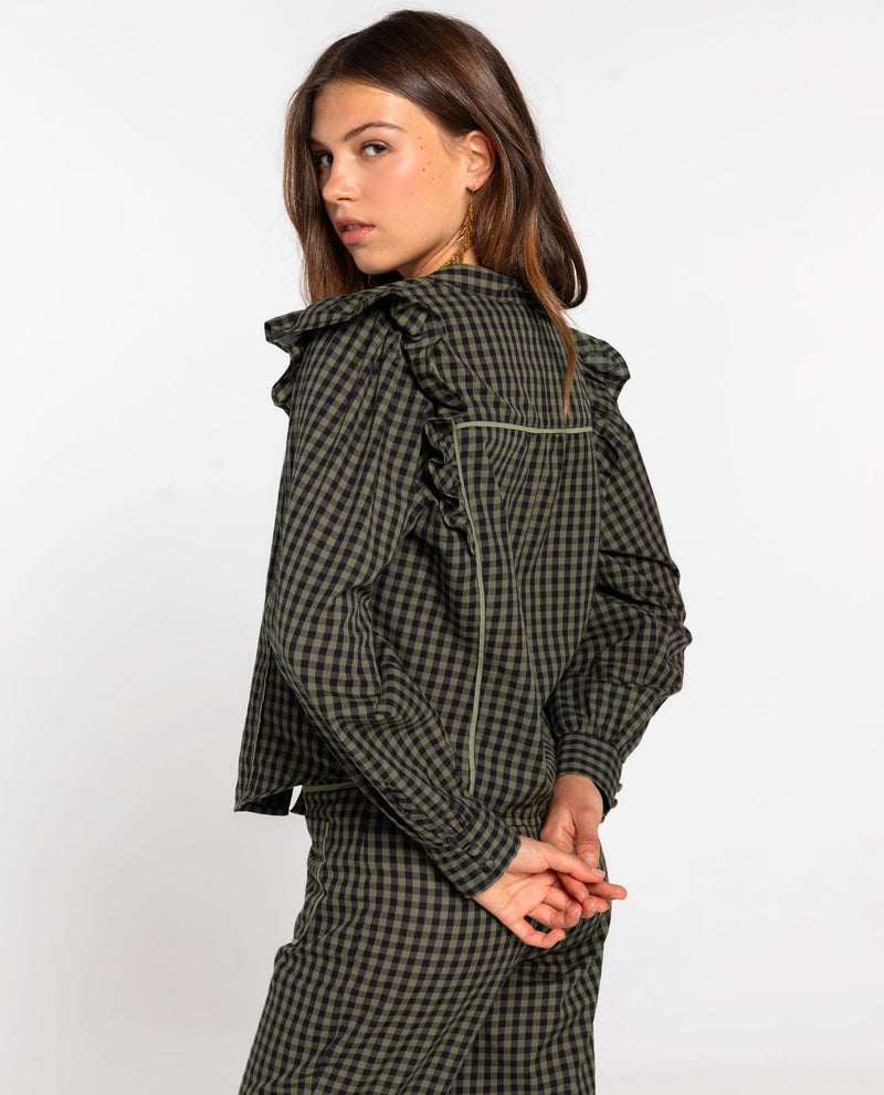 Blouse First Coffee - Carreaux