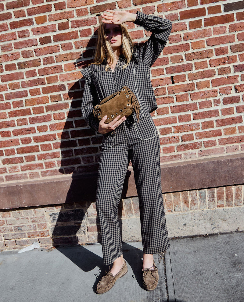 Blouse First Coffee - Carreaux