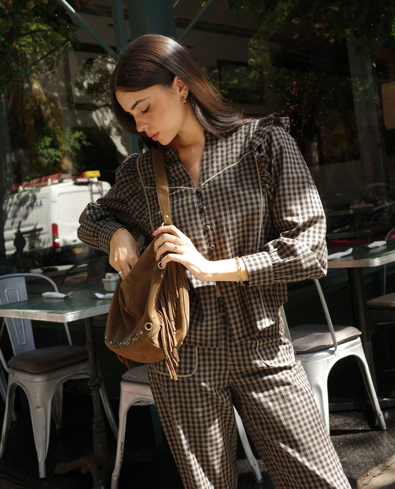 Blouse First Coffee - Carreaux