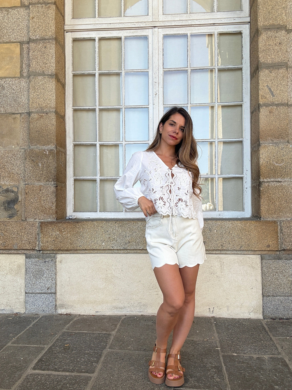Short en jean Pippa beige