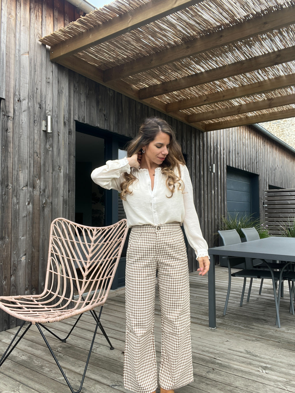 Camel Vichy Check Trousers