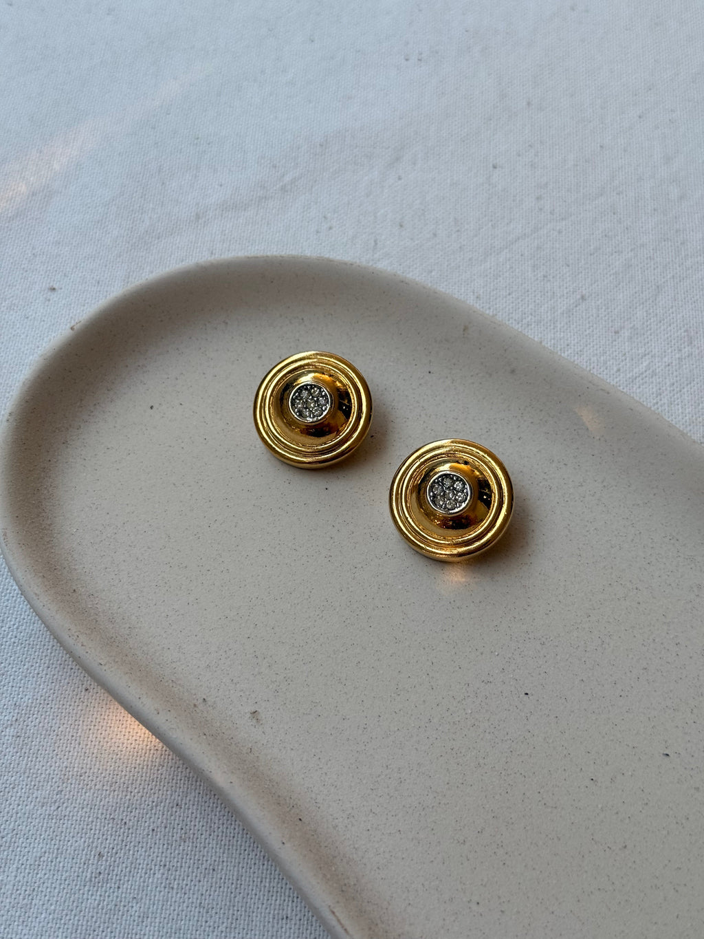 Pendientes David Grau Vintage - Redondos Dorados Y Strass