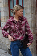 Olympe Stripe Blouse Burgundy