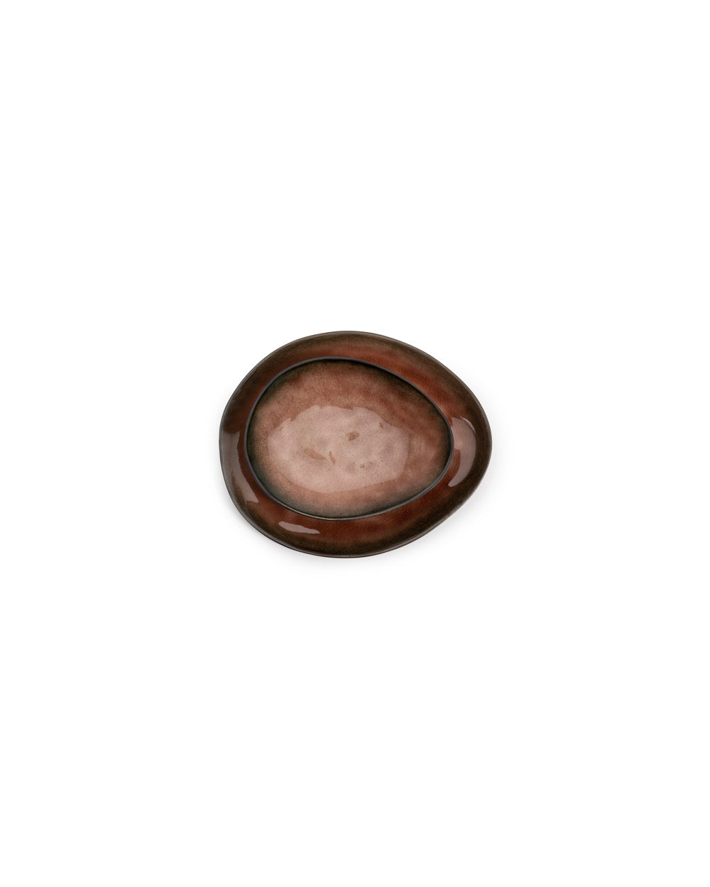 Set Of 4 Oval Plates - S - Pure Brown