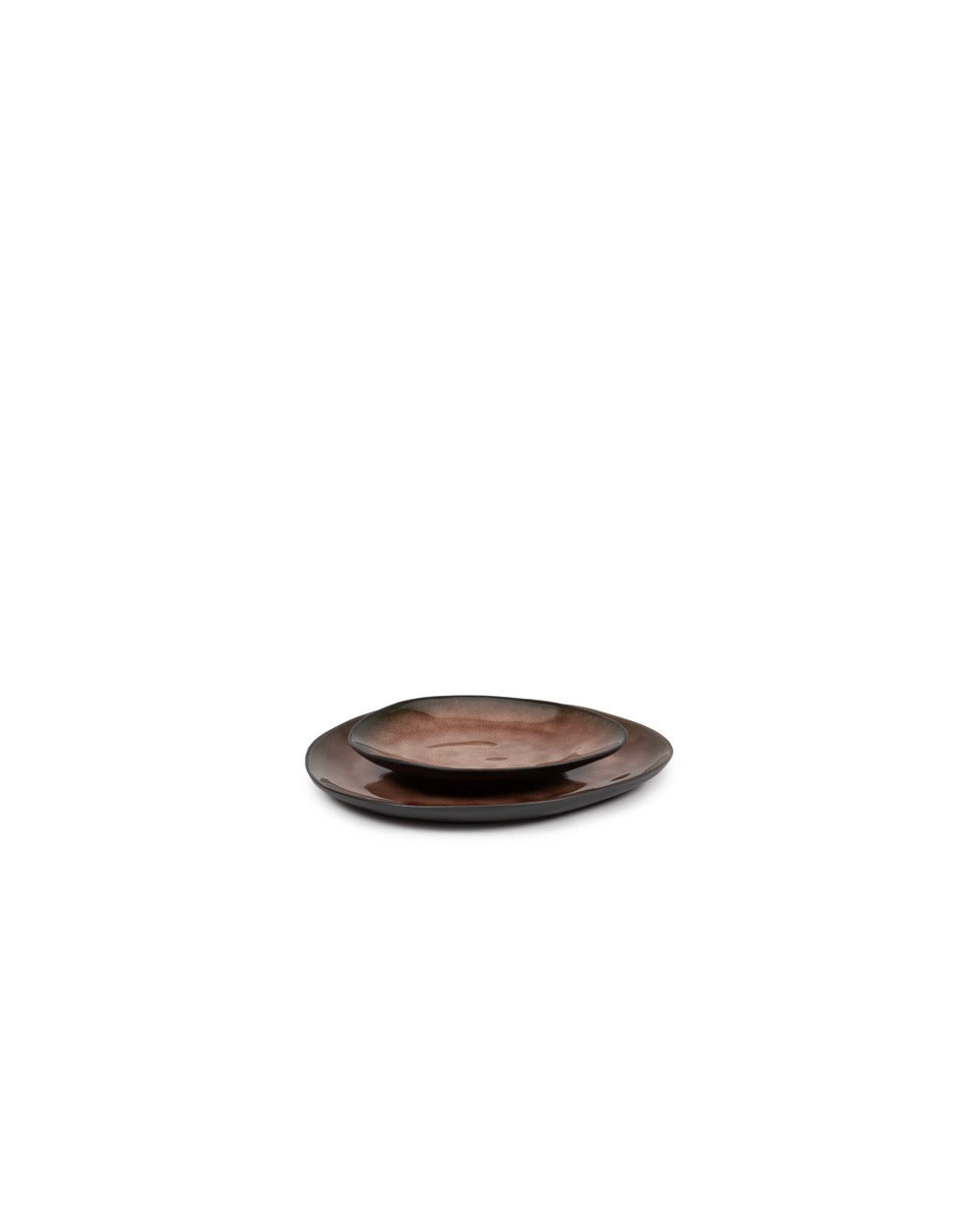 Set Of 4 Oval Plates - S - Pure Brown