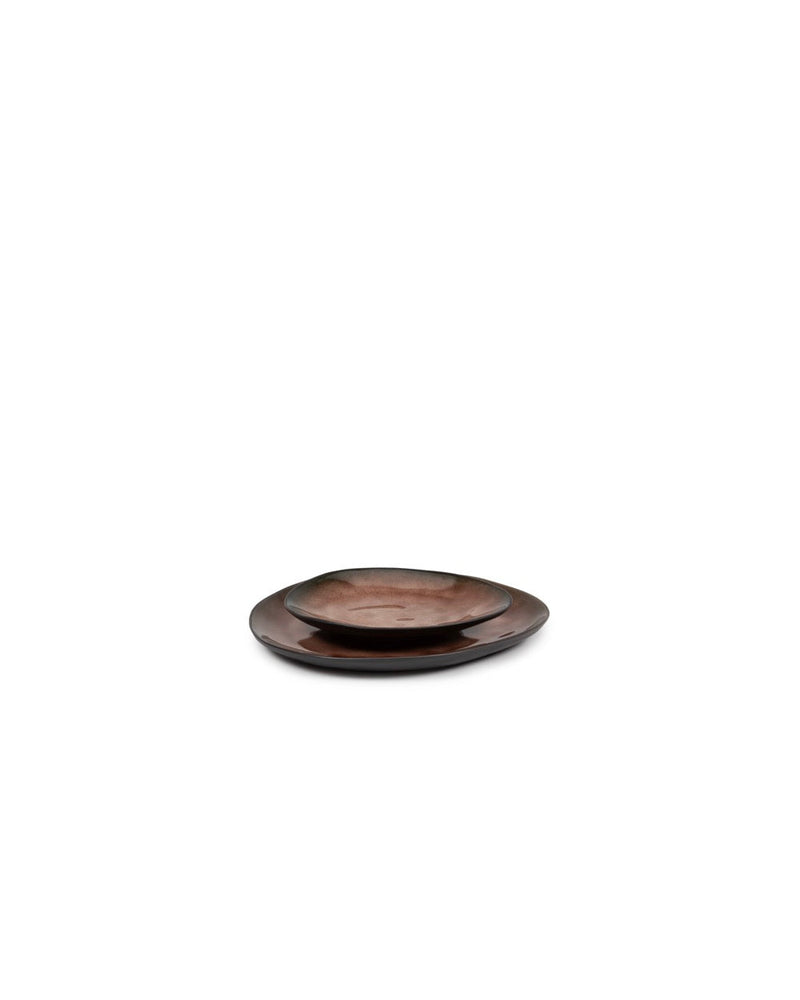 Juego De 4 Platos Ovalados - S - Marrón Puro