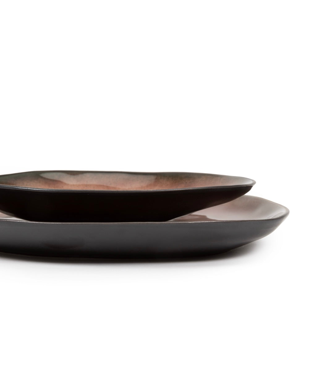 Set Of 4 Oval Plates - S - Pure Brown