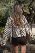 Blouse Rayée Erza - Chocolat