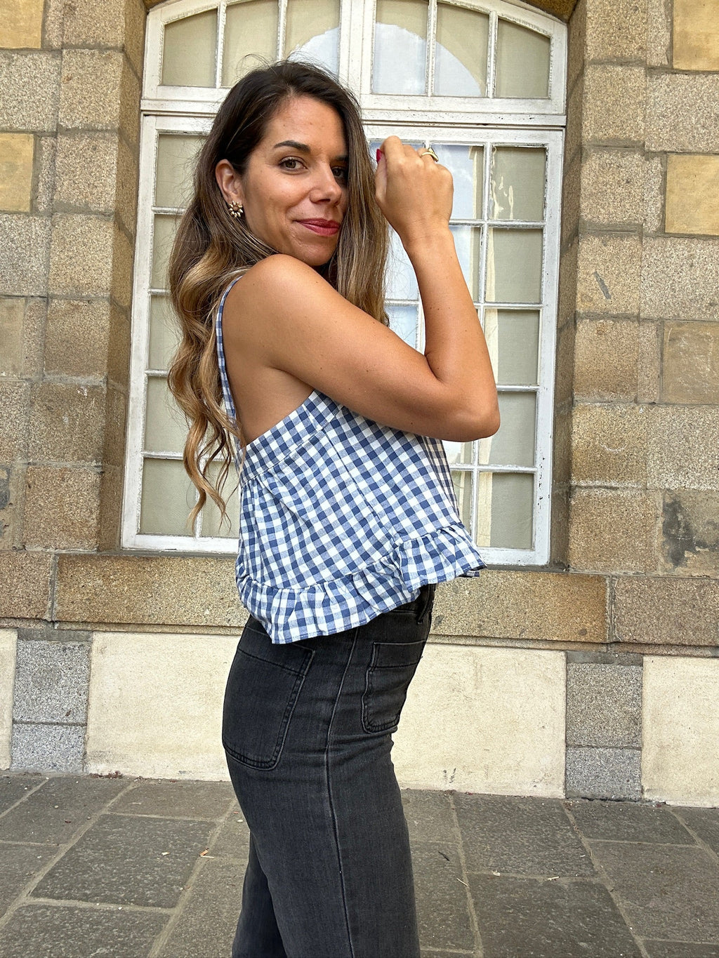 Top Callie Vichy Bleu Marine