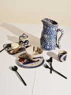 Sophia - Lot De 4 Assiettes À Dîner - Grès - Beige Bleu