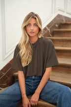 Camiseta con Lentejuelas Rita - Chocolate