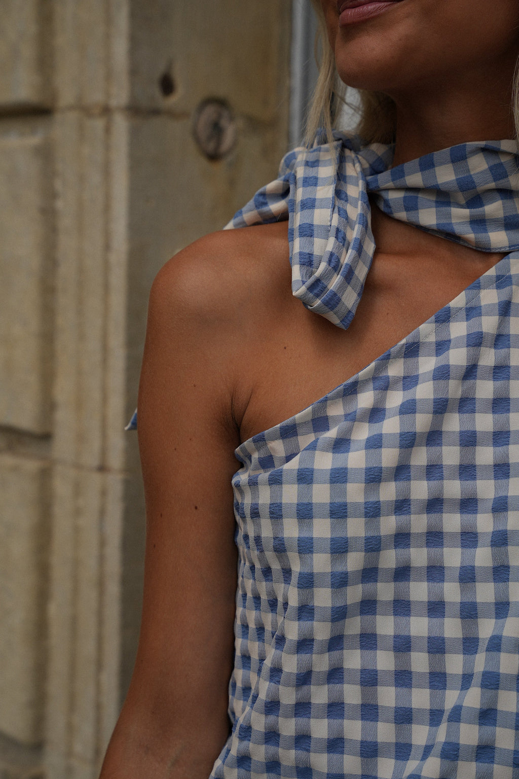 Pearl Gingham Blouse - Blue