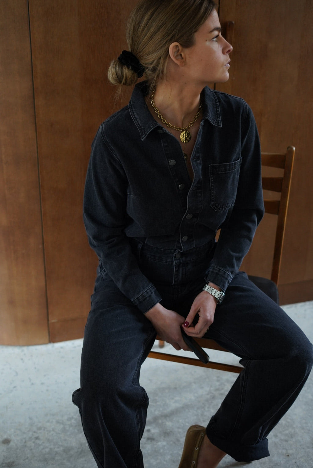 Charly Denim Jumpsuit Black