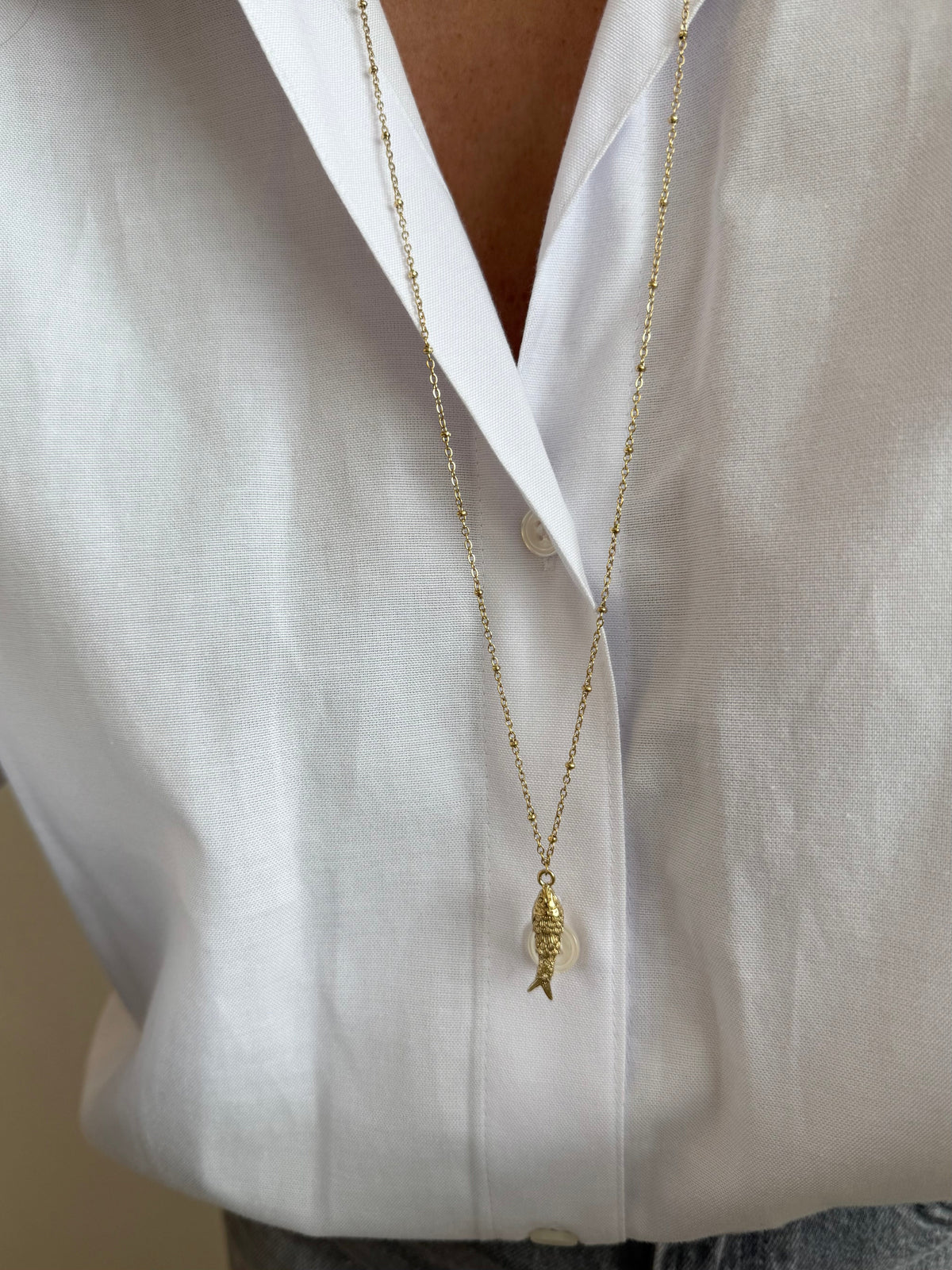Pez Necklace - Long Necklace - Gold Or Silver