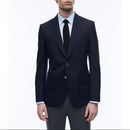 Blazer En Toile De Laine Bleu Marine - Bleu