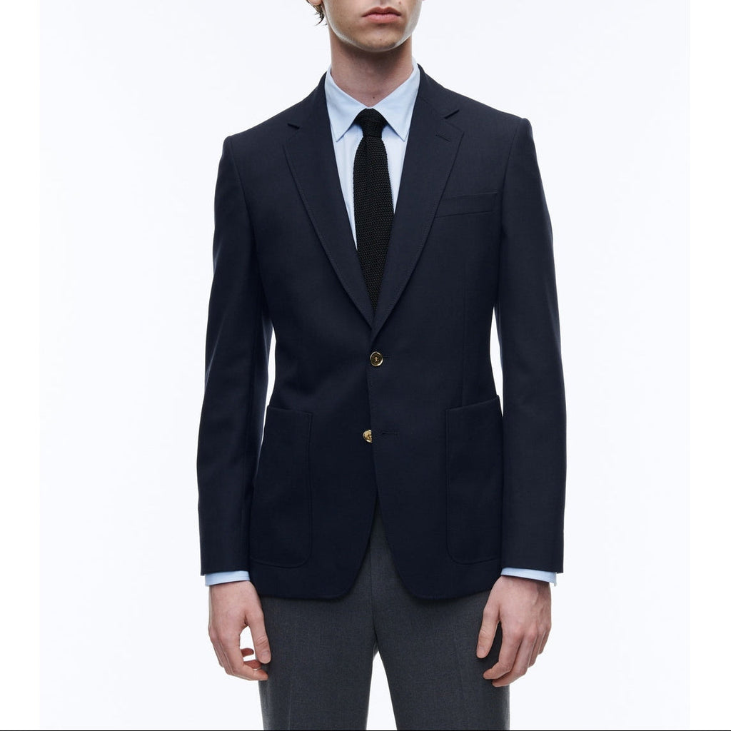 Fursac - Blazer En Toile De Laine Bleu Marine - Bleu