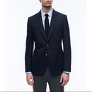 Blazer de lona de lana azul marino - Azul