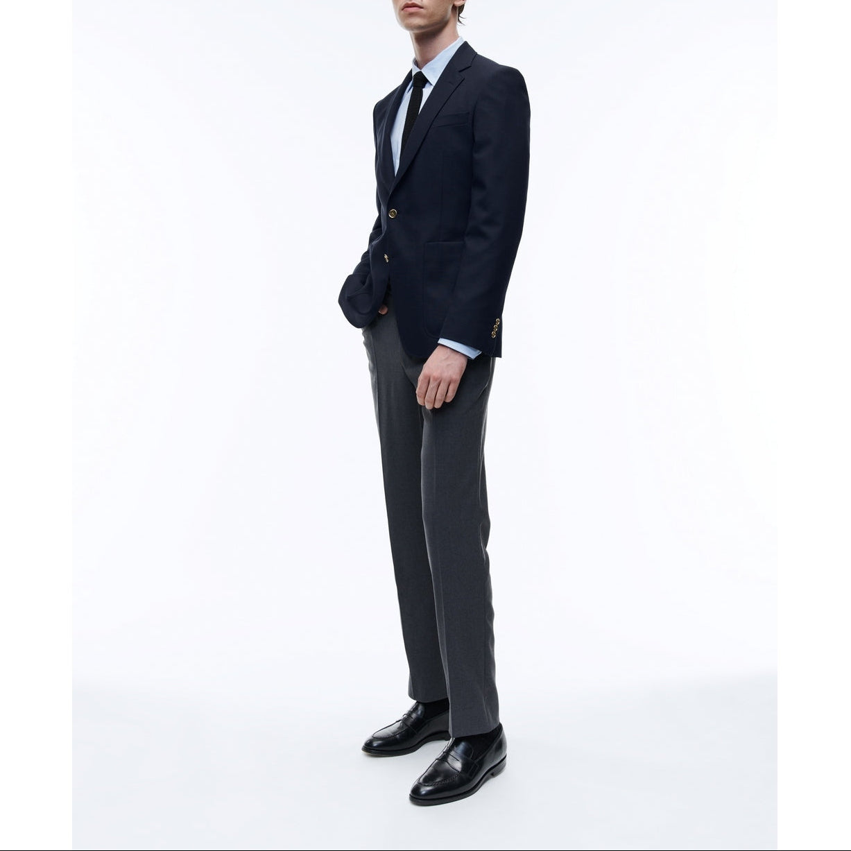 Fursac - Blazer En Toile De Laine Bleu Marine - Bleu