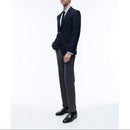 Blazer de lona de lana azul marino - Azul
