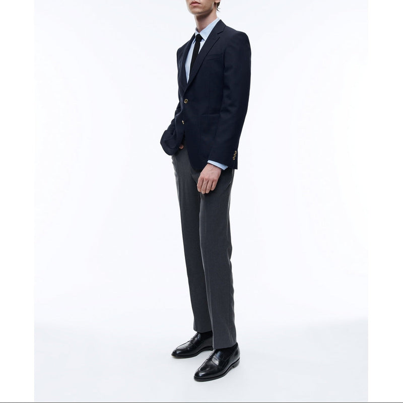 Blazer de lona de lana azul marino - Azul