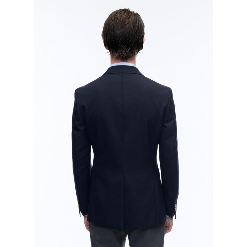 Blazer En Toile De Laine Bleu Marine - Bleu